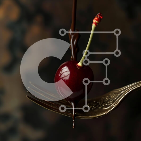 Σετ των 2 Intra Συλλεκτικό Ξύλινο Παζλ Plywood  4mm - Χρυσό πιρούνι με σοκολάτα που στάζει σε άγουρο κεράσι Σε Ξύλινο Κουτί - Διαστάσεις: 10x10 cm – 25 κομμάτια