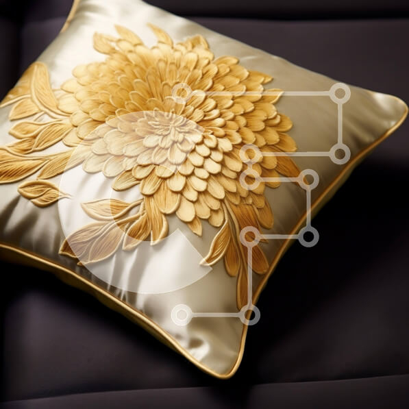 Intra Συλλεκτικό Ξύλινο Παζλ Plywood  4mm - Κεντητό μαξιλάρι σε χρυσό χρώμα σε μαύρο καναπέ Σε Ξύλινο Κουτί - Διαστάσεις Puzzle: 10x10 cm – 25 κομμάτια