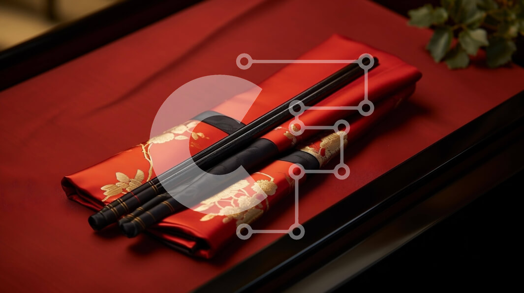 Σετ των 2 Intra Συλλεκτικό Ξύλινο Παζλ Plywood  4mm - Κόκκινα ξυλάκια σε ύφασμα ανατολίτικης έμπνευσης Σε Ξύλινο Κουτί - Διαστάσεις: 10x10 cm – 25 κομμάτια