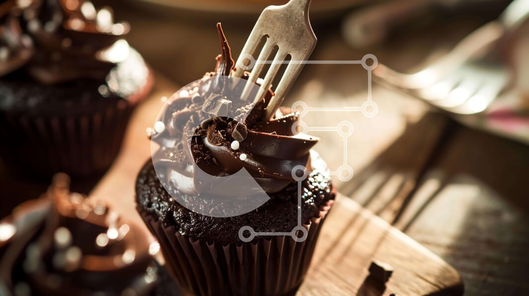 Σετ των 2 Intra Συλλεκτικό Ξύλινο Παζλ Plywood  4mm - Cupcakes σοκολάτας με πιρούνια Σε Ξύλινο Κουτί - Διαστάσεις: 10x10 cm – 25 κομμάτια