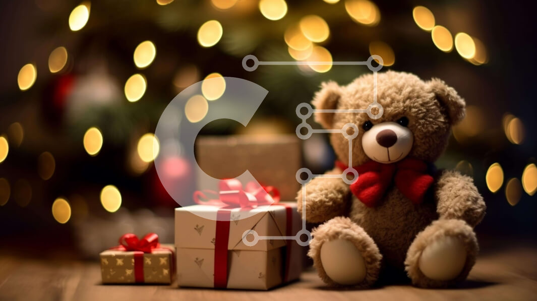 Intra Συλλεκτικό Ξύλινο Παζλ Plywood  4mm - Χριστουγεννιάτικο αρκουδάκι με κουτιά δώρων και διακοσμητικά Σε Ξύλινο Κουτί - Διαστάσεις: 10x10 cm – 25 κομμάτια