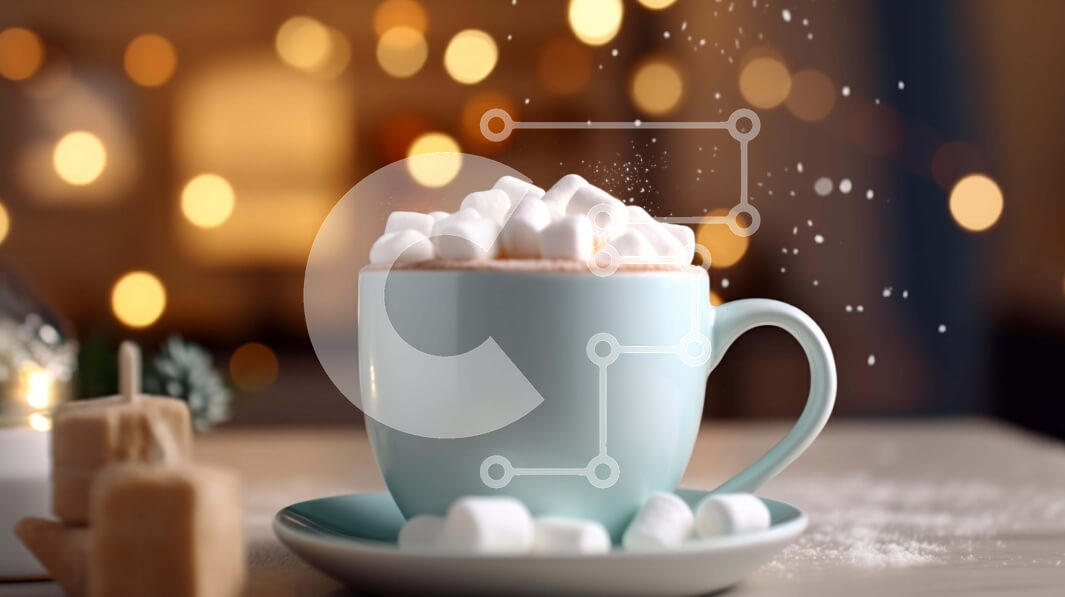 Σετ των 2 Intra Συλλεκτικό Ξύλινο Παζλ Plywood  4mm - Ζεστό κακάο με Marshmallows και νιφάδες χιονιού Σε Ξύλινο Κουτί - Διαστάσεις: 10x10 cm – 25 κομμάτια