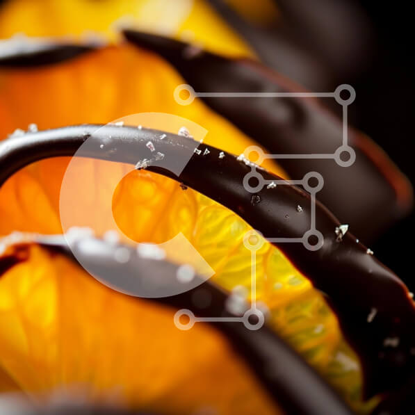 Σετ των 2 Intra Συλλεκτικό Ξύλινο Παζλ Plywood  4mm - Φέτες πορτοκαλιού καλυμμένες με σοκολάτα και πασπαλίζουμε με ζάχαρη Σε Ξύλινο Κουτί - Διαστάσεις: 10x10 cm – 25 κομμάτια