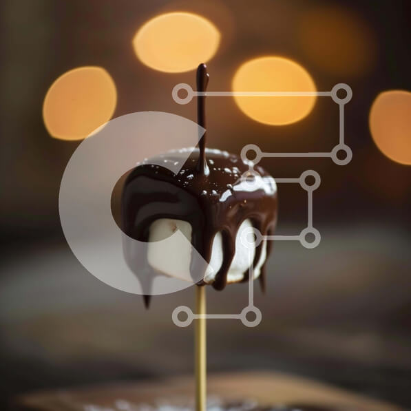 Σετ των 2 Intra Συλλεκτικό Ξύλινο Παζλ Plywood  4mm - Επιδόρπιο Marshmallow με επικάλυψη σοκολάτας σε ξύλινο ραβδί Σε Ξύλινο Κουτί - Διαστάσεις: 10x10 cm – 25 κομμάτια