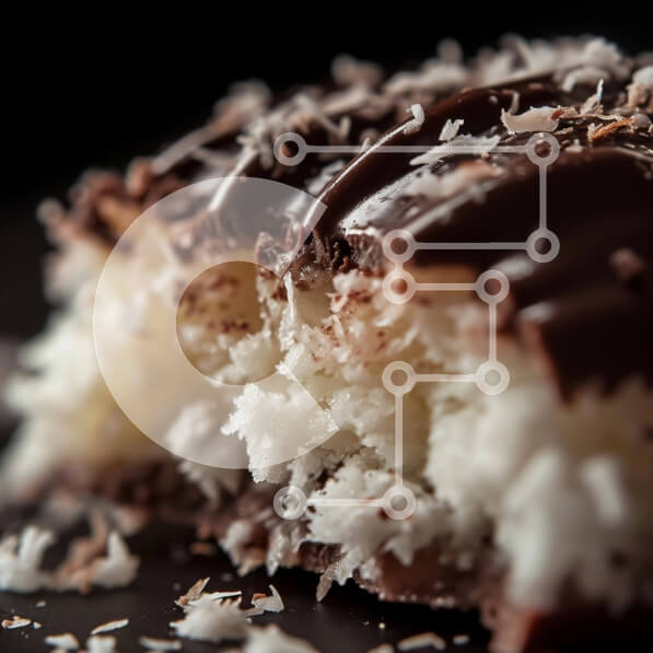 Σετ των 2 Intra Συλλεκτικό Ξύλινο Παζλ Plywood  4mm - Κέικ καρύδας με επικάλυψη σοκολάτας σε μαύρη επιφάνεια Σε Ξύλινο Κουτί - Διαστάσεις: 10x10 cm – 25 κομμάτια