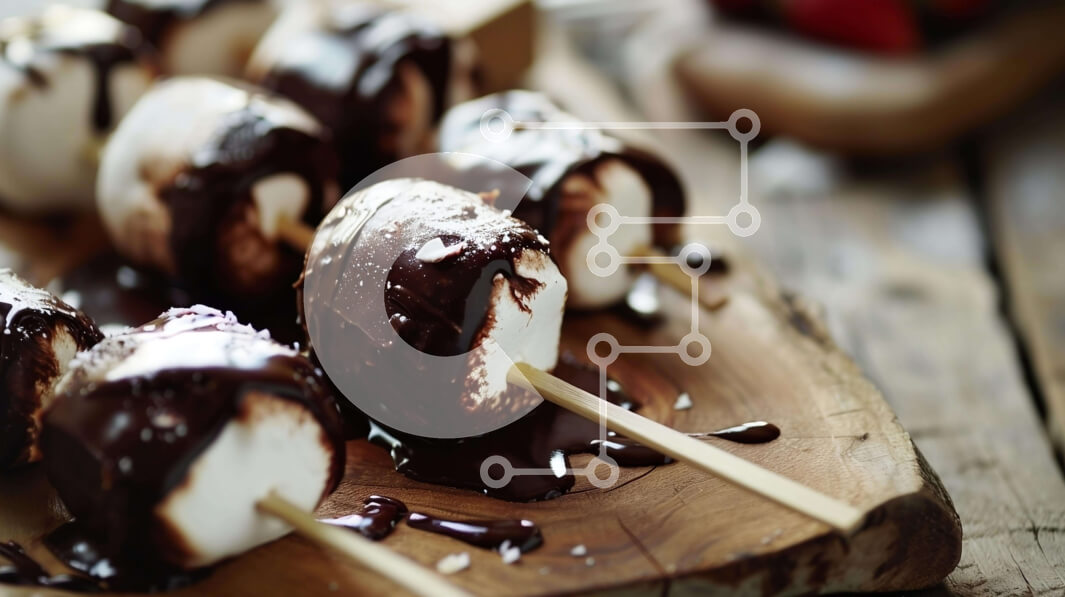 Σετ των 2 Intra Συλλεκτικό Ξύλινο Παζλ Plywood  4mm - Επιδόρπιο Marshmallows και Φράουλες με επικάλυψη σοκολάτας Σε Ξύλινο Κουτί - Διαστάσεις: 10x10 cm – 25 κομμάτια