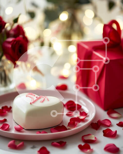 Intra Συλλεκτικό Ξύλινο Παζλ Plywood  4mm - Τούρτα του Αγίου Βαλεντίνου σε σχήμα καρδιάς με τριαντάφυλλα και κουτί δώρου Σε Ξύλινο Κουτί - Διαστάσεις: 10x10 cm – 25 κομμάτια