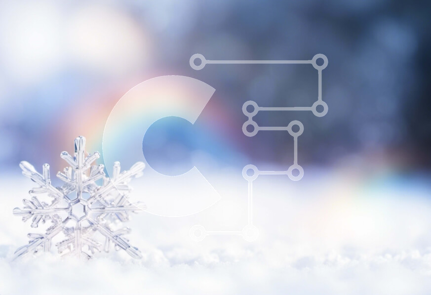 Intra Συλλεκτικό Ξύλινο Παζλ Plywood  4mm - Νιφάδα χιονιού στο χιόνι με ουράνια τόξα στο φόντο Σε Ξύλινο Κουτί - Διαστάσεις: 10x10 cm – 25 κομμάτια