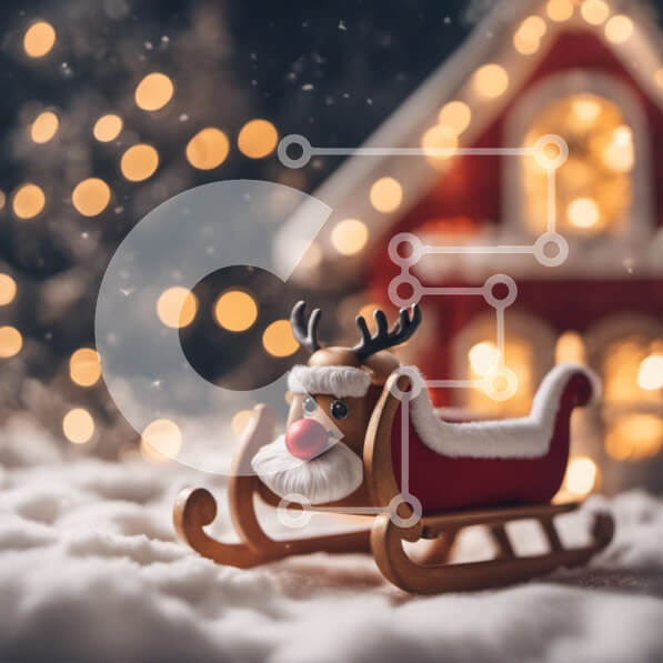 Intra Συλλεκτικό Ξύλινο Παζλ Plywood  4mm - Παιχνίδι με έλκηθρο με τάρανδο στο χιόνι για χριστουγεννιάτικες διακοσμήσεις Σε Ξύλινο Κουτί - Διαστάσεις: 10x10 cm – 25 κομμάτια