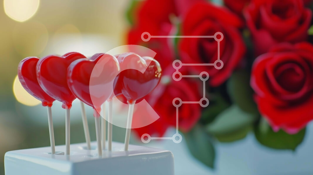 Intra Συλλεκτικό Ξύλινο Παζλ Plywood  4mm - Γλυκά κεράσματα για την ημέρα του Αγίου Βαλεντίνου με κόκκινα γλειφιτζούρια και τριαντάφυλλα σε σχήμα καρδιάς Σε Ξύλινο Κουτί - Διαστάσεις: 10x10 cm – 25 κομμάτια