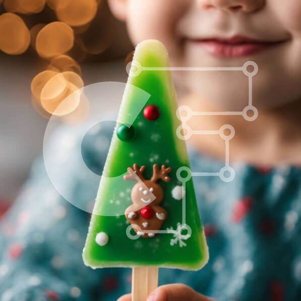 Intra Συλλεκτικό Ξύλινο Παζλ Plywood  4mm - Νεαρό κορίτσι που απολαμβάνει ένα παγωτό με θέμα τα Χριστούγεννα Σε Ξύλινο Κουτί - Διαστάσεις: 10x10 cm – 25 κομμάτια