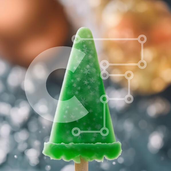 Intra Συλλεκτικό Ξύλινο Παζλ Plywood  4mm - Διακοσμητικό χριστουγεννιάτικο δέντρο Popsicle στις νιφάδες χιονιού Σε Ξύλινο Κουτί - Διαστάσεις Puzzle: 10x10 cm – 25 κομμάτια