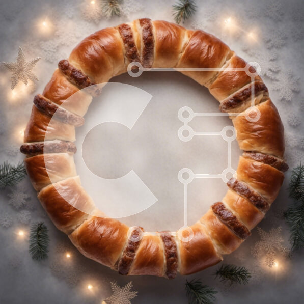 Σετ των 2 Intra Συλλεκτικό Ξύλινο Παζλ Plywood  4mm - Γιορτινό στεφάνι ζαχαροπλαστικής με νιφάδες χιονιού και κουκουνάρια Σε Ξύλινο Κουτί - Διαστάσεις: 10x10 cm – 25 κομμάτια