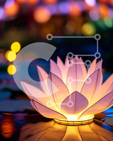 Intra Συλλεκτικό Ξύλινο Παζλ Plywood  4mm - Λευκό Λουλούδι Λωτού φωτίζεται και επιπλέει στο νερό Σε Ξύλινο Κουτί - Διαστάσεις: 10x10 cm – 25 κομμάτια