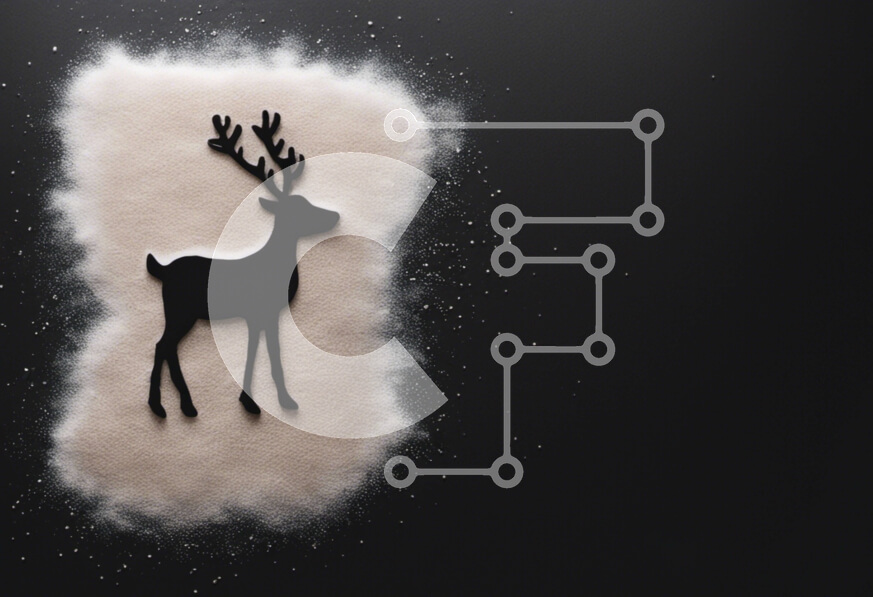 Intra Συλλεκτικό Ξύλινο Παζλ Plywood  4mm - Χιονισμένη σιλουέτα ταράνδων με εορταστική διακόσμηση Σε Ξύλινο Κουτί - Διαστάσεις: 10x10 cm – 25 κομμάτια