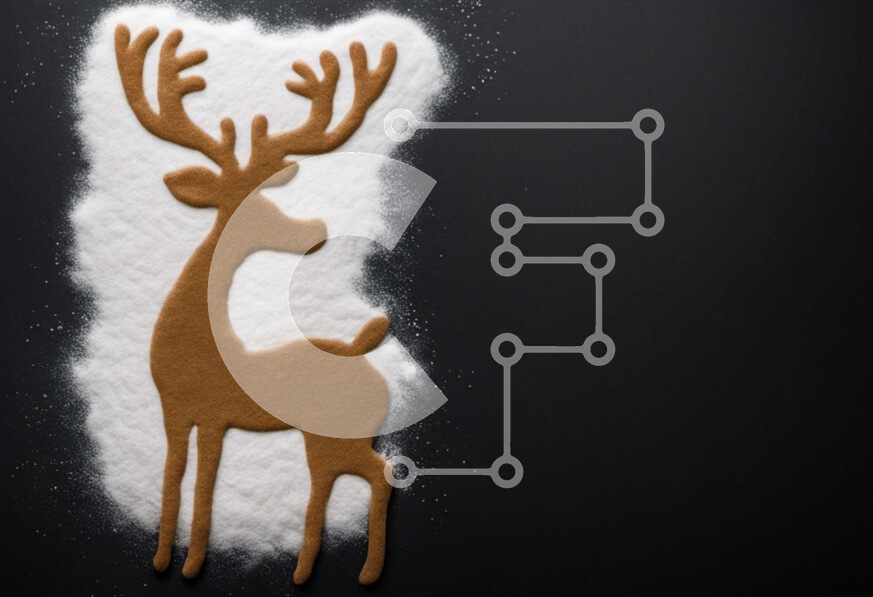 Intra Συλλεκτικό Ξύλινο Παζλ Plywood  4mm - Διακόσμηση ταράνδων με μελόψωμο σε μαύρο φόντο Σε Ξύλινο Κουτί - Διαστάσεις Puzzle: 10x10 cm – 25 κομμάτια