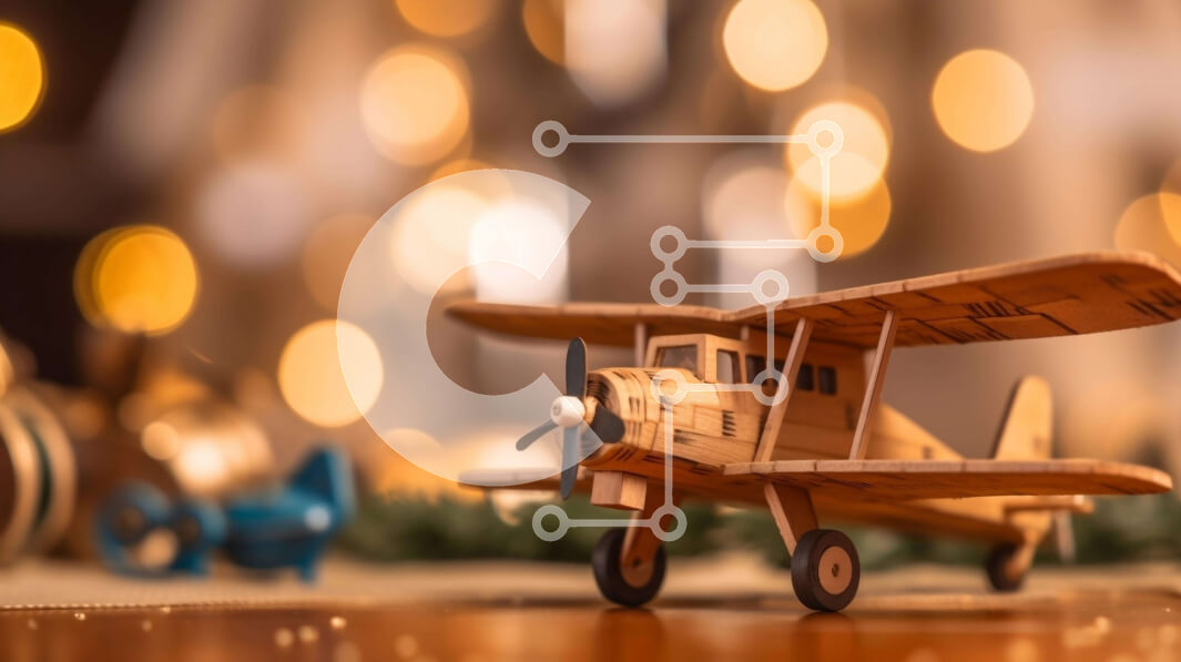 Intra Συλλεκτικό Ξύλινο Παζλ Plywood  4mm - Ξύλινο παιχνίδι αεροπλάνο σε διακοσμητικό τραπέζι με πολύχρωμα φώτα και διακοσμητικά Σε Ξύλινο Κουτί - Διαστάσεις: 10x10 cm – 25 κομμάτια