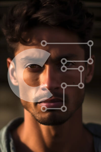 Intra Συλλεκτικό Ξύλινο Παζλ Plywood  4mm - Κοντινό πλάνο σοβαρός άνδρας με γκρι πουκάμισο Σε Ξύλινο Κουτί - Διαστάσεις Puzzle: 10x10 cm – 25 κομμάτια