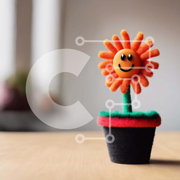 Intra Συλλεκτικό Ξύλινο Παζλ Plywood  4mm - Γλάστρα με χαμογελαστό πρόσωπο σε ξύλινο τραπέζι Σε Ξύλινο Κουτί - Διαστάσεις Puzzle: 10x10 cm – 25 κομμάτια