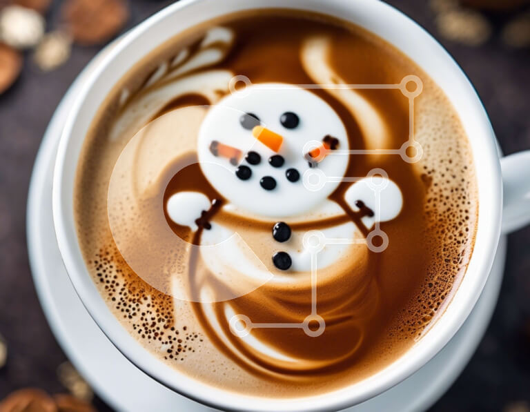 Σετ των 2 Intra Συλλεκτικό Ξύλινο Παζλ Plywood  4mm - Καλλιτεχνικός Καφές Χιονάνθρωπος με ξυλάκια κανέλας Σε Ξύλινο Κουτί - Διαστάσεις: 10x10 cm – 25 κομμάτια