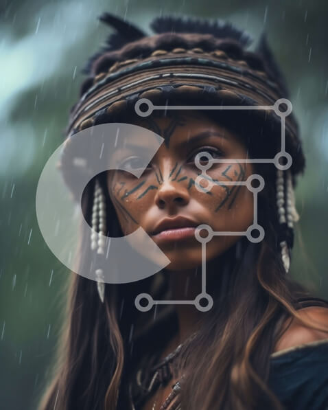 Intra Συλλεκτικό Ξύλινο Παζλ Plywood  4mm - Όμορφη εικόνα της ιθαγενούς Αμερικανίδας στη βροχή Σε Ξύλινο Κουτί - Διαστάσεις Puzzle: 10x10 cm – 25 κομμάτια