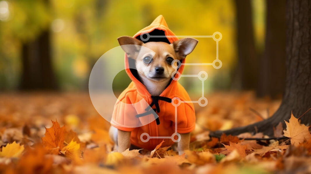 Intra Συλλεκτικό Ξύλινο Παζλ Plywood  4mm - Αξιολάτρευτο σκυλί στα φθινοπωρινά φύλλα Σε Ξύλινο Κουτί - Διαστάσεις: 10x10 cm – 25 κομμάτια