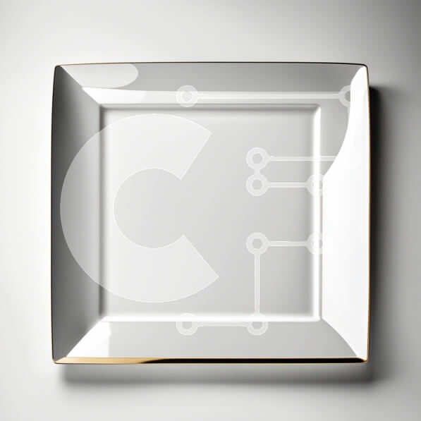 Σετ των 2 Intra Συλλεκτικό Ξύλινο Παζλ Plywood  4mm - Κομψό, κενό λευκό πιάτο με χρυσό χείλος σε γκρι φόντο Σε Ξύλινο Κουτί - Διαστάσεις: 10x10 cm – 25 κομμάτια