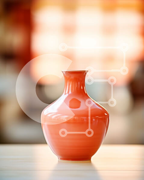 Intra Συλλεκτικό Ξύλινο Παζλ Plywood  4mm - Πορτοκαλί βάζο σε ξύλινο τραπέζι Σε Ξύλινο Κουτί - Διαστάσεις Puzzle: 10x10 cm – 25 κομμάτια