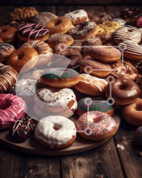 Σετ των 2 Intra Συλλεκτικό Ξύλινο Παζλ Plywood  4mm - Λαχταριστή εικόνα από διάφορα ντόνατς σε ένα ξύλινο πιάτο Σε Ξύλινο Κουτί - Διαστάσεις: 10x10 cm – 25 κομμάτια