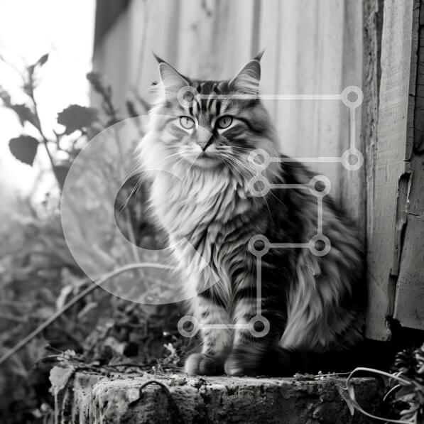 Intra Συλλεκτικό Ξύλινο Παζλ Plywood  4mm - Όμορφη ασπρόμαυρη φωτογραφία γάτας Σε Ξύλινο Κουτί - Διαστάσεις: 10x10 cm – 25 κομμάτια