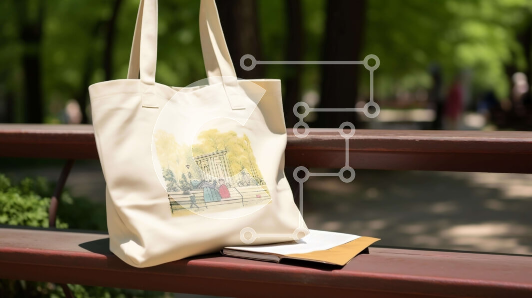 Intra Συλλεκτικό Ξύλινο Παζλ Plywood  4mm - Λευκή τσάντα σε ξύλινο πάγκο στο πάρκο Σε Ξύλινο Κουτί - Διαστάσεις Puzzle: 10x10 cm – 25 κομμάτια