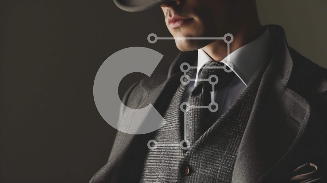 Intra Συλλεκτικό Ξύλινο Παζλ Plywood  4mm - Άνδρας με κοστούμι, γραβάτα και καπέλο που στέκεται με Back to Viewer Σε Ξύλινο Κουτί - Διαστάσεις Puzzle: 10x10 cm – 25 κομμάτια