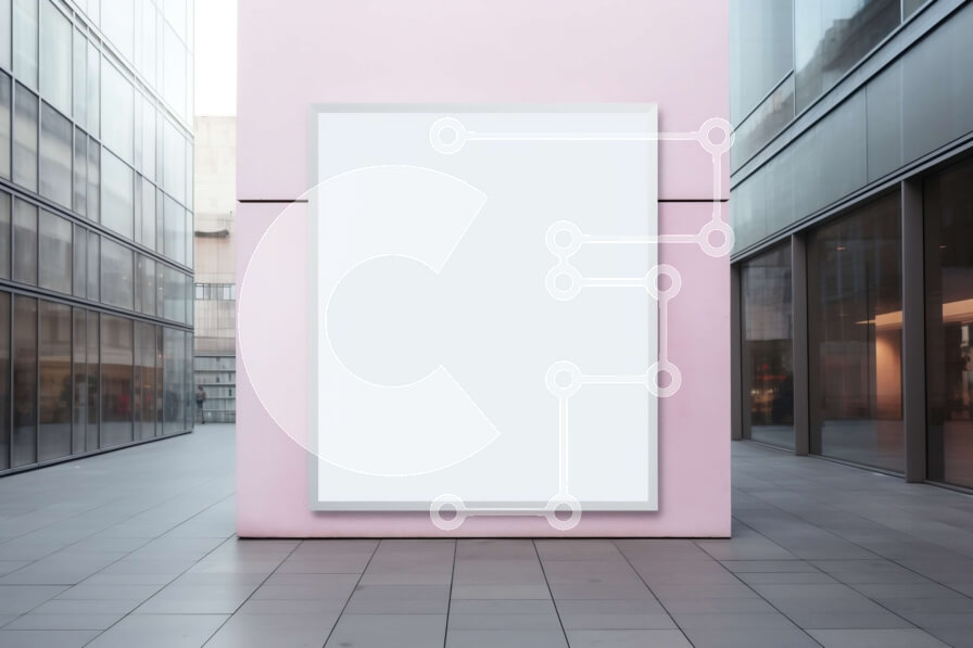 Intra Συλλεκτικό Ξύλινο Παζλ Plywood  4mm - Κενός λευκός πίνακας διαφημίσεων σε ένα κτίριο στην πόλη Σε Ξύλινο Κουτί - Διαστάσεις Puzzle: 10x10 cm – 25 κομμάτια