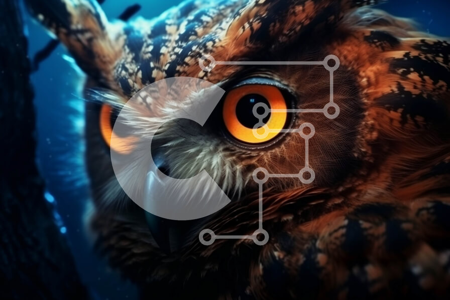 Σετ των 2 Intra Συλλεκτικό Ξύλινο Παζλ Plywood  4mm - Όμορφη εικόνα μιας κουκουβάγιας σε ένα σκοτεινό δάσος τη νύχτα Σε Ξύλινο Κουτί - Διαστάσεις: 10x10 cm – 25 κομμάτια