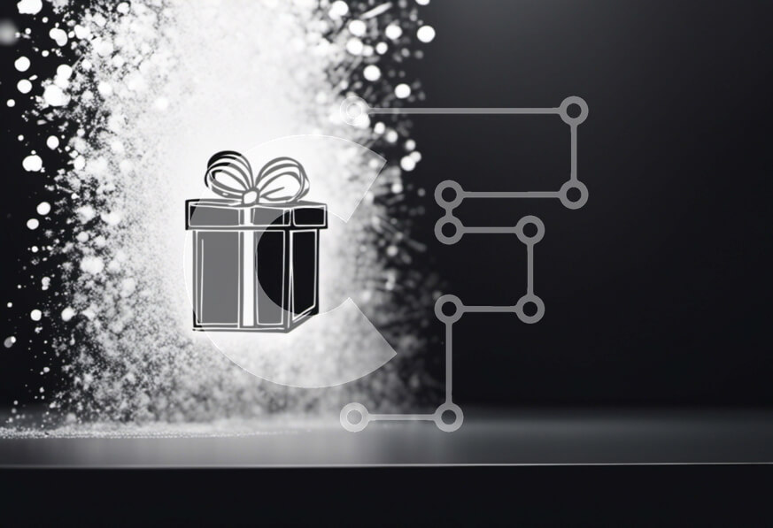 Intra Συλλεκτικό Ξύλινο Παζλ Plywood  4mm - Μαύρο κουτί δώρου με χιόνι που πέφτει Σε Ξύλινο Κουτί - Διαστάσεις Puzzle: 10x10 cm – 25 κομμάτια