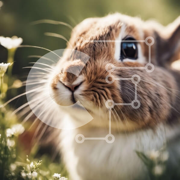 Intra Συλλεκτικό Ξύλινο Παζλ Plywood  4mm - Χαριτωμένο κουνέλι που κάθεται σε ένα χωράφι με λευκά λουλούδια Σε Ξύλινο Κουτί - Διαστάσεις: 10x10 cm – 25 κομμάτια