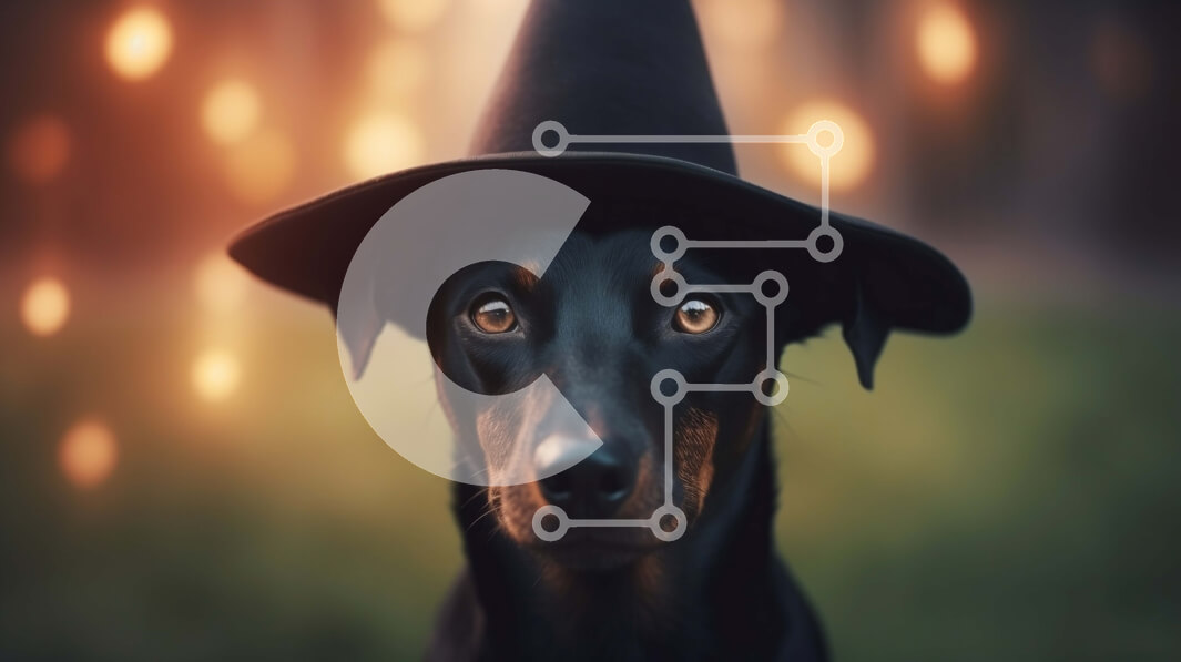 Σετ των 2 Intra Συλλεκτικό Ξύλινο Παζλ Plywood  4mm - Περίεργος σκύλος με το καπέλο μάγισσας Σε Ξύλινο Κουτί - Διαστάσεις: 10x10 cm – 25 κομμάτια