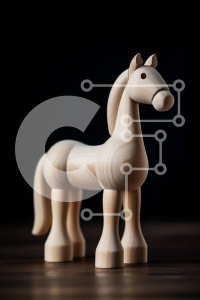 Intra Συλλεκτικό Ξύλινο Παζλ Plywood  4mm - Vintage ξύλινο παιχνίδι αλόγων σε σκούρα ξύλινη επιφάνεια Σε Ξύλινο Κουτί - Διαστάσεις: 10x10 cm – 25 κομμάτια