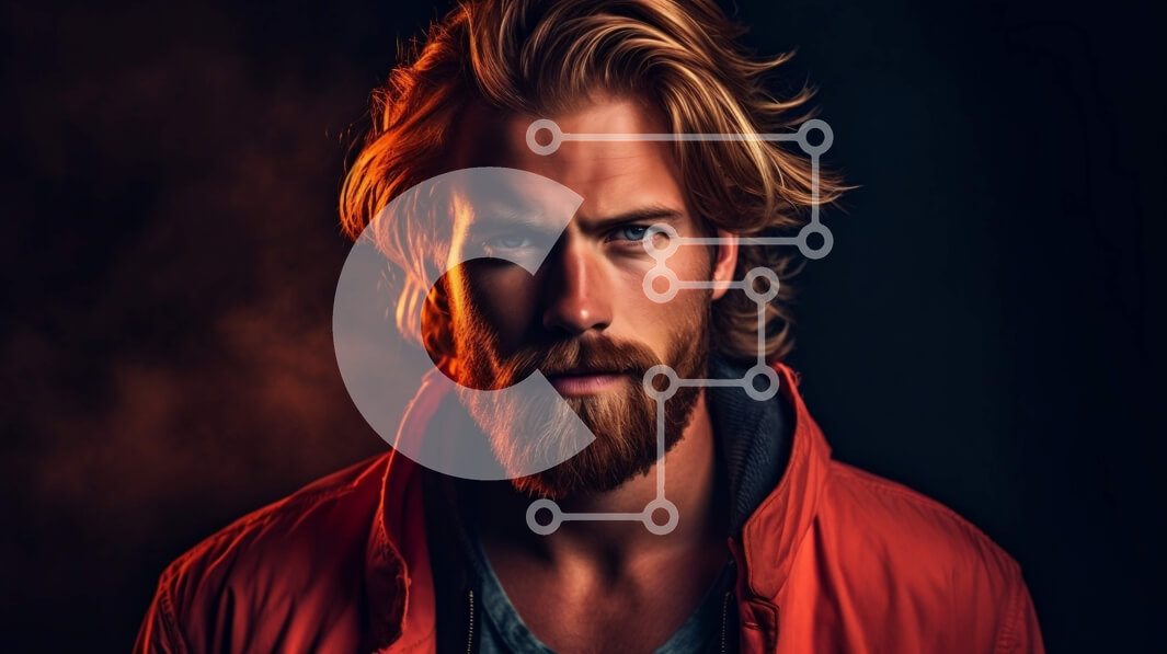 Intra Συλλεκτικό Ξύλινο Παζλ Plywood  4mm - Πορτρέτο ενός άνδρα με μακριά μαλλιά και γένια με κόκκινο σακάκι Σε Ξύλινο Κουτί - Διαστάσεις Puzzle: 10x10 cm – 25 κομμάτια