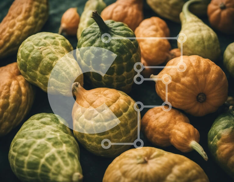 Σετ των 2 Intra Συλλεκτικό Ξύλινο Παζλ Plywood  4mm - Ποικιλία κολοκυθιών σε σωρό Σε Ξύλινο Κουτί - Διαστάσεις: 10x10 cm – 25 κομμάτια