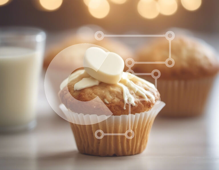 Σετ των 2 Intra Συλλεκτικό Ξύλινο Παζλ Plywood  4mm - Cupcakes με καρδιές από πάνω και φλιτζάνι γάλα Σε Ξύλινο Κουτί - Διαστάσεις: 10x10 cm – 25 κομμάτια