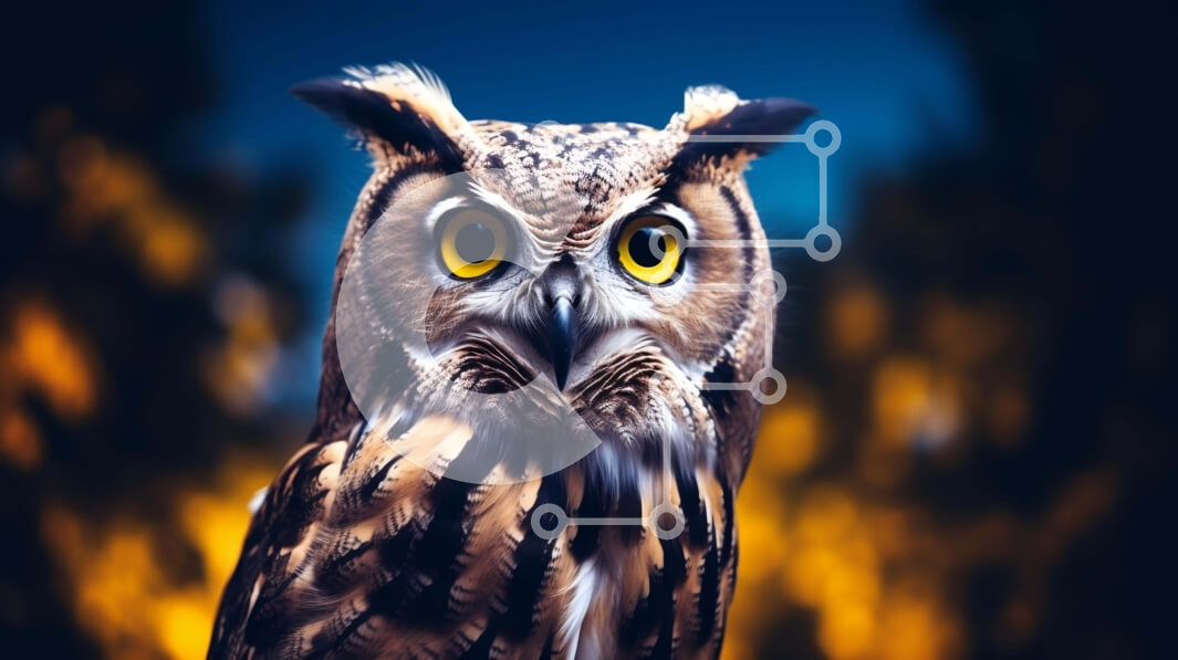 Intra Συλλεκτικό Ξύλινο Παζλ Plywood  4mm - Κοντινό πλάνο της κουκουβάγιας με τα κίτρινα μάτια Σε Ξύλινο Κουτί - Διαστάσεις: 10x10 cm – 25 κομμάτια