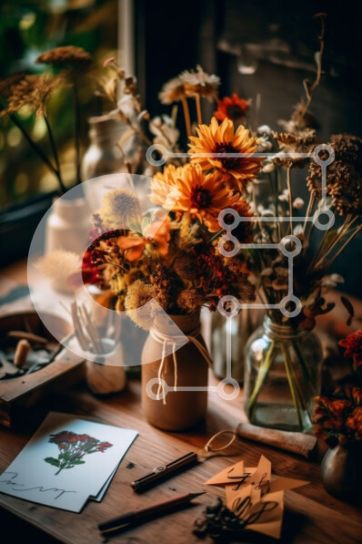 Intra Συλλεκτικό Ξύλινο Παζλ Plywood  4mm - Άνετο και γαλήνιο εσωτερικό με αποξηραμένα λουλούδια και είδη τέχνης Σε Ξύλινο Κουτί - Διαστάσεις Puzzle: 10x10 cm – 25 κομμάτια