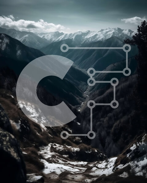 Σετ των 2 Intra Συλλεκτικό Ξύλινο Παζλ Plywood  4mm - Εκπληκτική θέα στις κορυφές και τα δέντρα των χιονισμένων βουνών Σε Ξύλινο Κουτί - Διαστάσεις: 10x10 cm – 25 κομμάτια