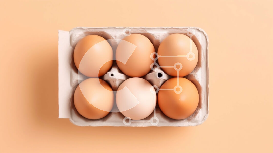 Σετ των 2 Intra Συλλεκτικό Ξύλινο Παζλ Plywood  4mm - Καφετιά αυγά σε χαρτόκουτο σε φόντο ροδάκινου Σε Ξύλινο Κουτί - Διαστάσεις: 10x10 cm – 25 κομμάτια