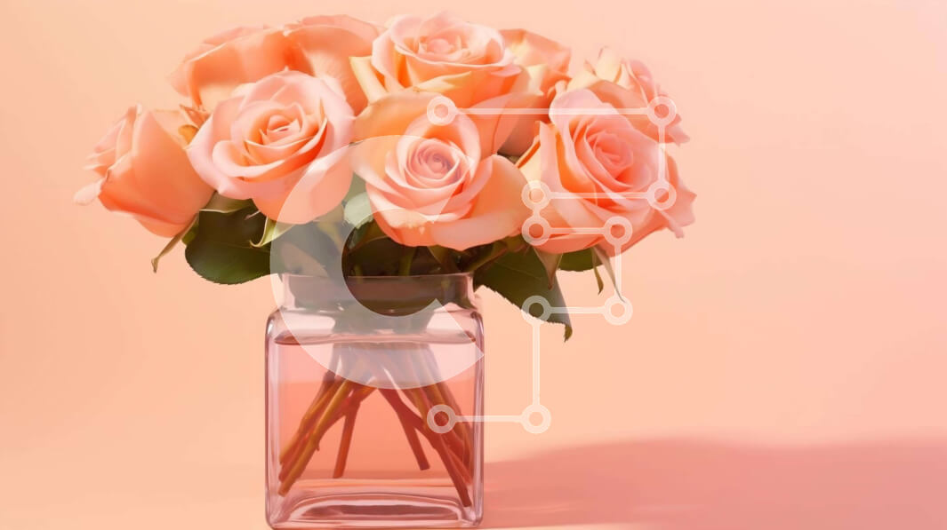 Intra Συλλεκτικό Ξύλινο Παζλ Plywood  4mm - Ροδάκινο τριαντάφυλλα σε διαφανές γυάλινο βάζο Σε Ξύλινο Κουτί - Διαστάσεις: 10x10 cm – 25 κομμάτια