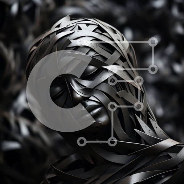 Intra Συλλεκτικό Ξύλινο Παζλ Plywood  4mm - Μεταλλικό γλυπτό του κεφαλιού και των ώμων ενός ατόμου Σε Ξύλινο Κουτί - Διαστάσεις Puzzle: 10x10 cm – 25 κομμάτια