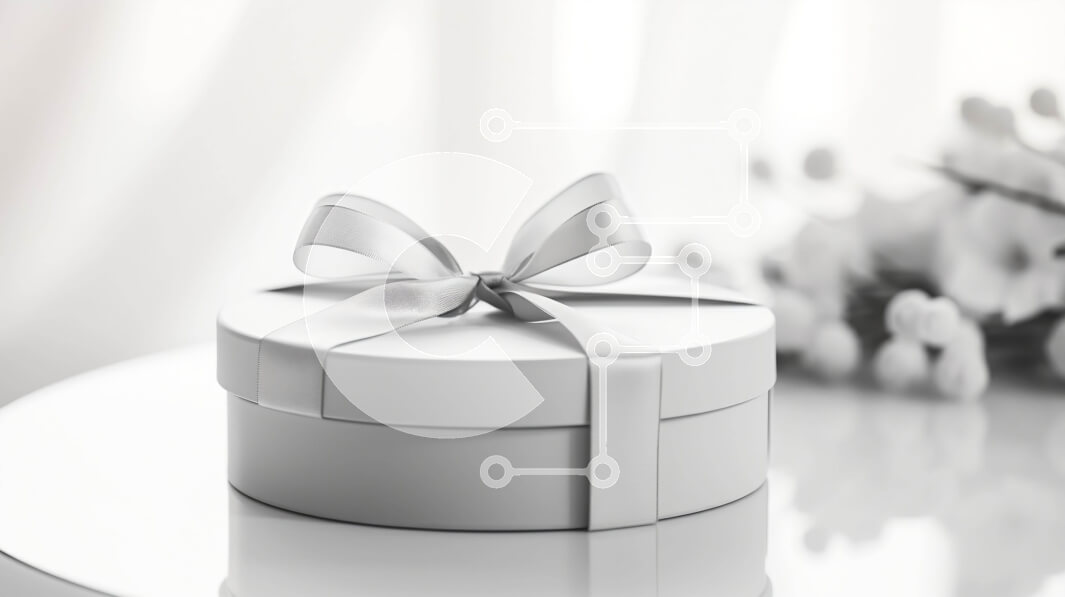 Intra Συλλεκτικό Ξύλινο Παζλ Plywood  4mm - Λευκό κουτί δώρου με κομψό φιόγκο και λουλούδια Σε Ξύλινο Κουτί - Διαστάσεις Puzzle: 10x10 cm – 25 κομμάτια