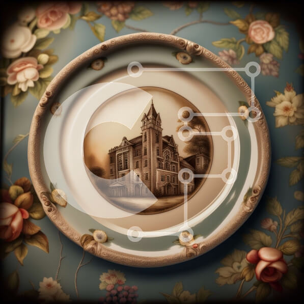 Intra Συλλεκτικό Ξύλινο Παζλ Plywood  4mm - Όμορφο πιάτο με ζωγραφική ενός μεγάλου περίτεχνου κτηρίου Σε Ξύλινο Κουτί - Διαστάσεις: 10x10 cm – 25 κομμάτια