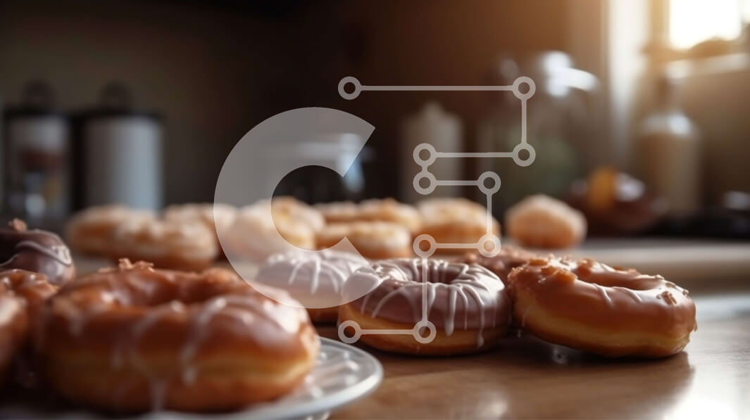 Σετ των 2 Intra Συλλεκτικό Ξύλινο Παζλ Plywood  4mm - Νόστιμα γλασαρισμένα ντόνατς σε ρουστίκ ξύλινο τραπέζι Σε Ξύλινο Κουτί - Διαστάσεις: 10x10 cm – 25 κομμάτια